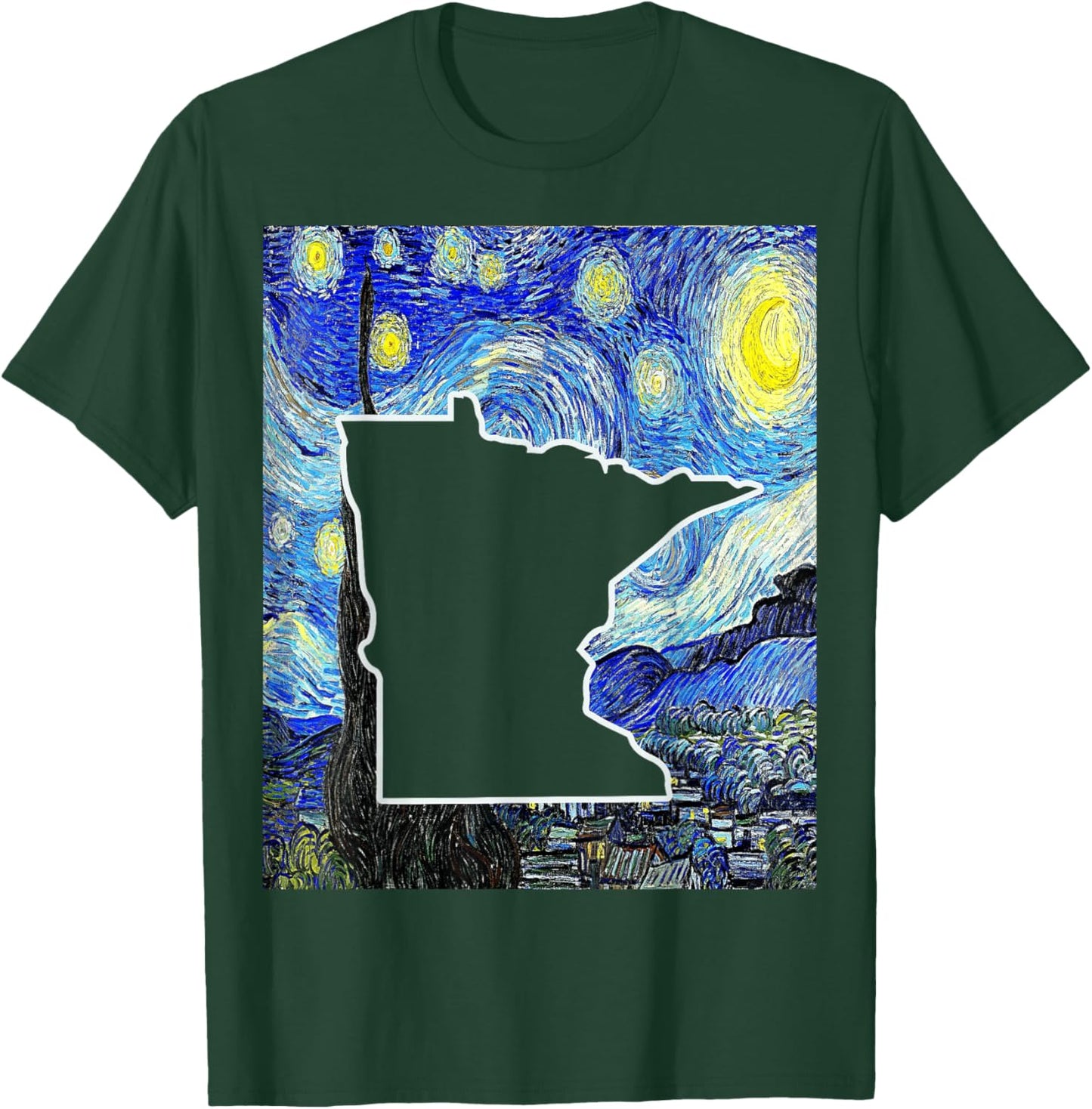 Minnesota State Starry Night Minnesota Map Minnesotan T-Shirt - T-Shirt | Forest