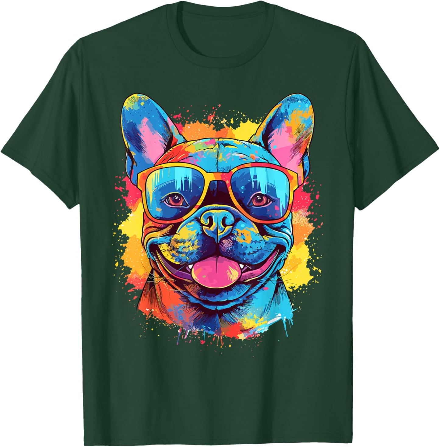 Colorful Watercolor French Bulldog T-Shirt - T-Shirt | Forest
