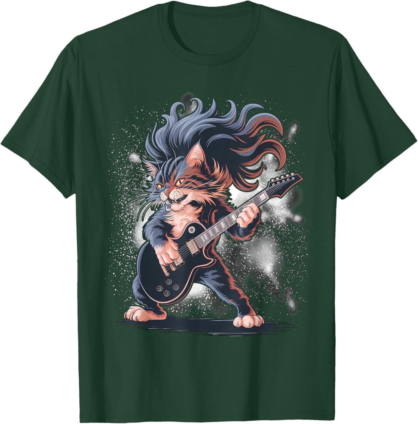 Rock and Roll Cat Playing Guitar T-Shirt - T-Shirt | Forest