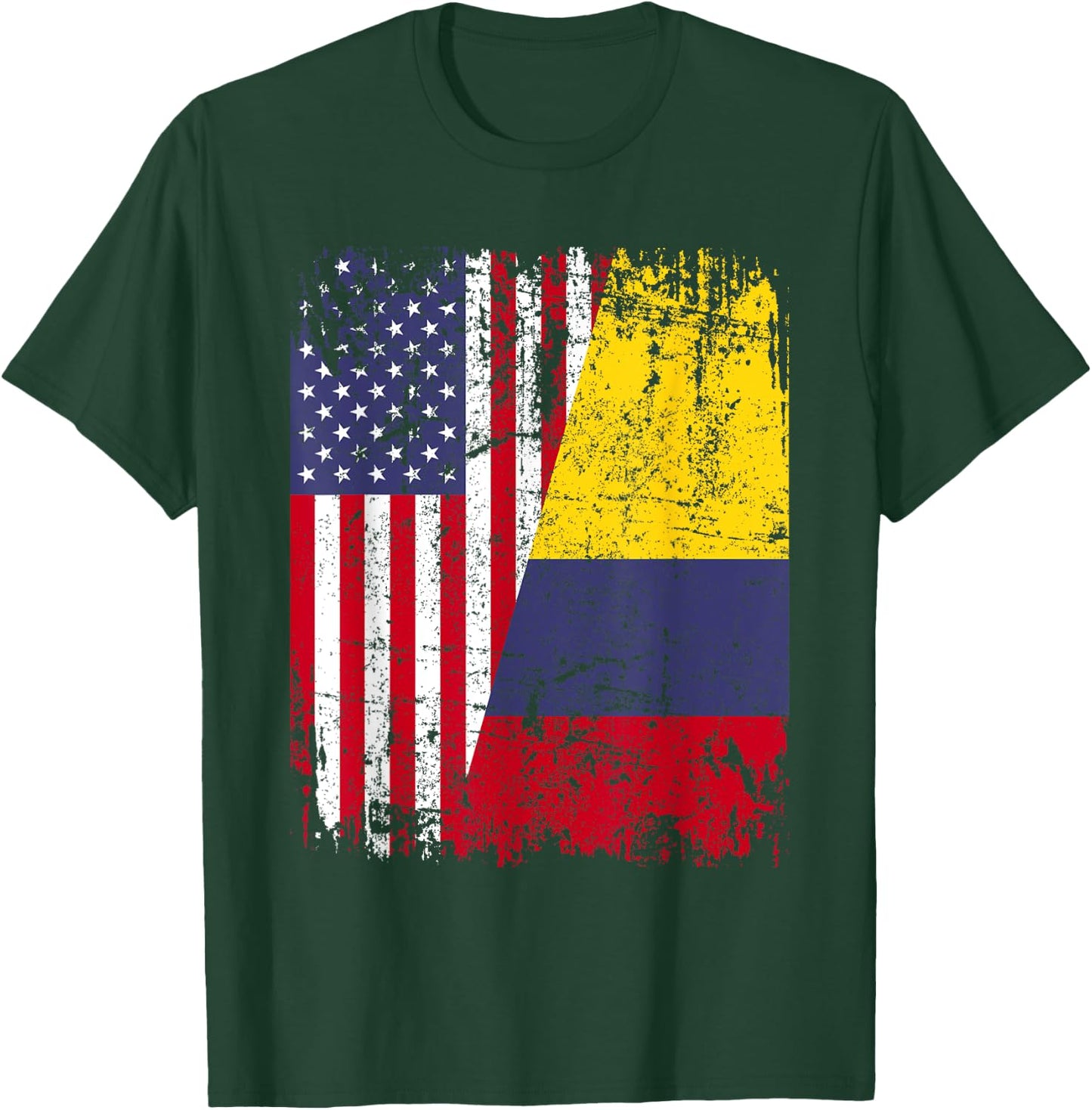 COLOMBIAN ROOTS | Half American Flag | COLOMBIA Women Kids Men T-Shirt - T-Shirt | Forest
