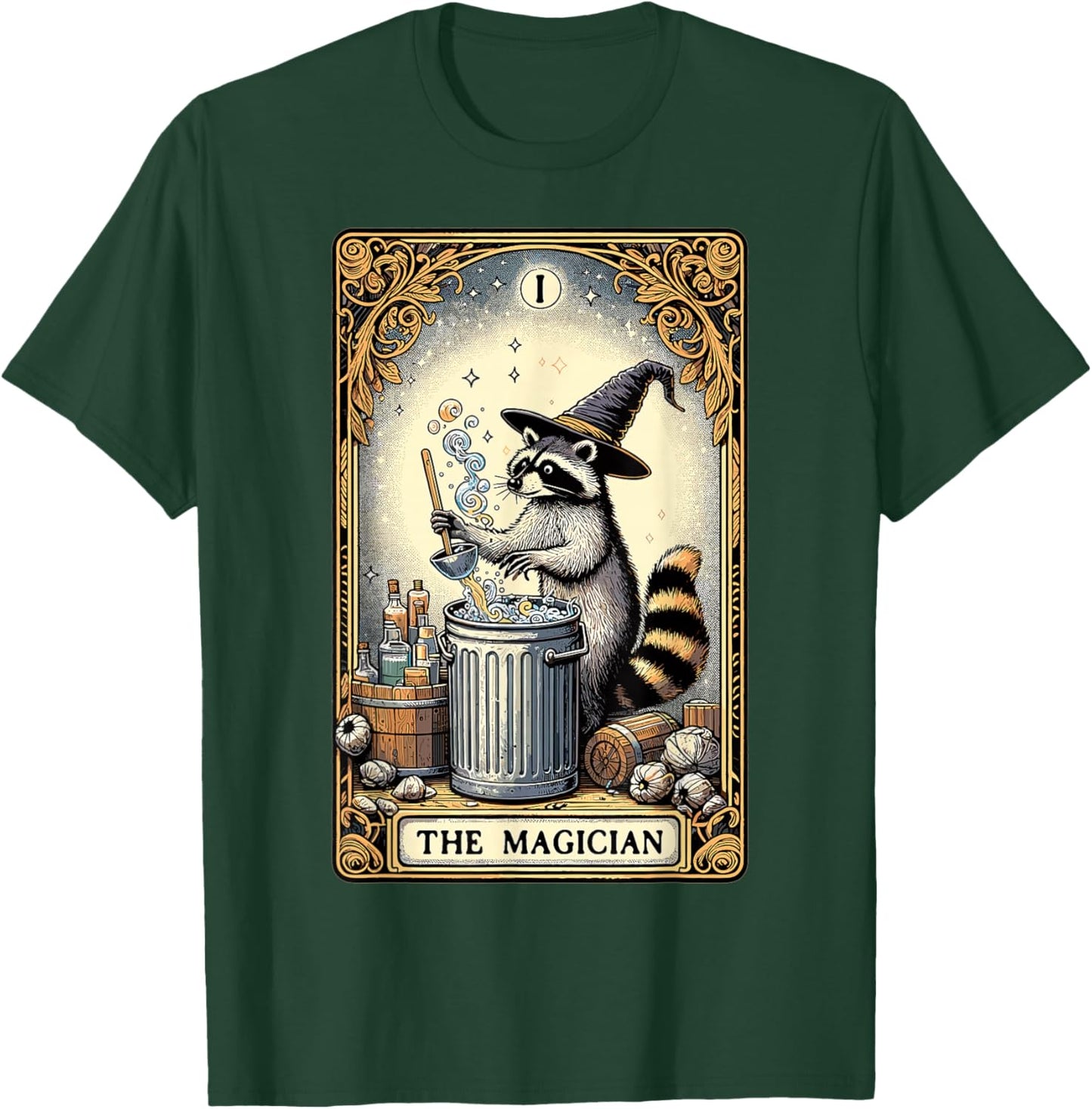 Tarotkarte Waschbär der Magier Hexerei Okkulter Waschbär T-Shirt - T-Shirt | Forest