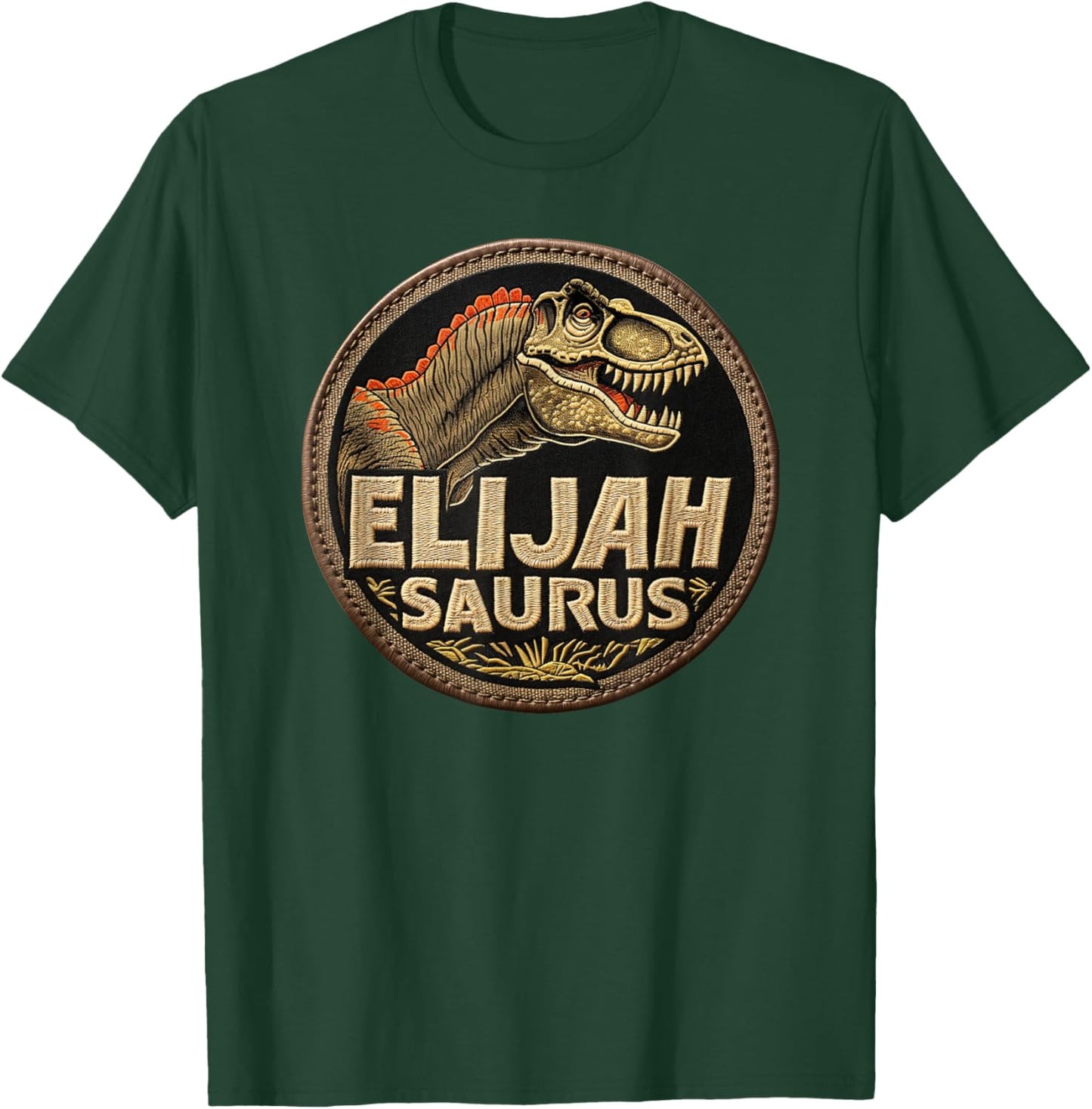 Elijah Saurus Funny Personalized Dinosaur T Rex Boys Name T-Shirt - T-Shirt | Forest