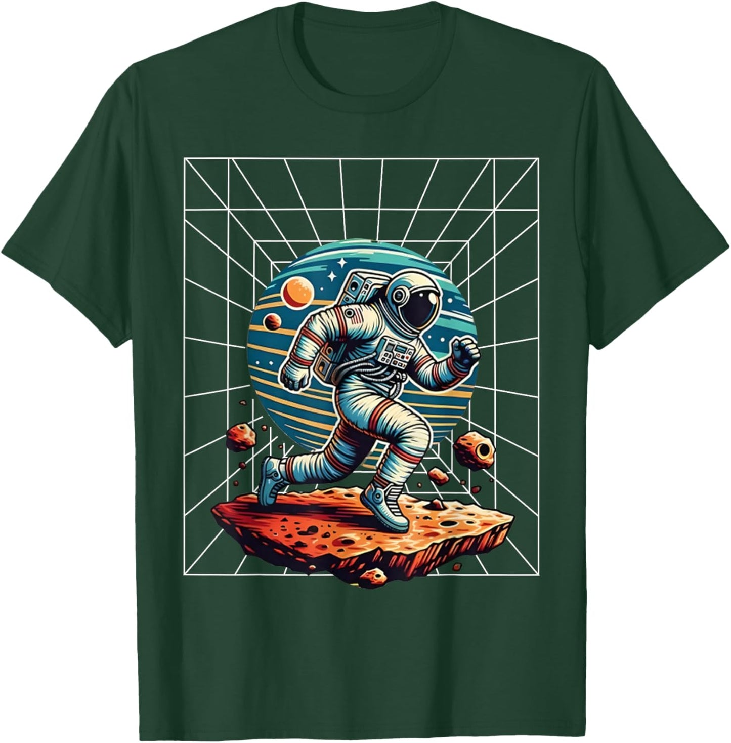 Astronaut Running in Space Cosmic Kid Galaxy Adventure Lover T-Shirt - T-Shirt | Forest