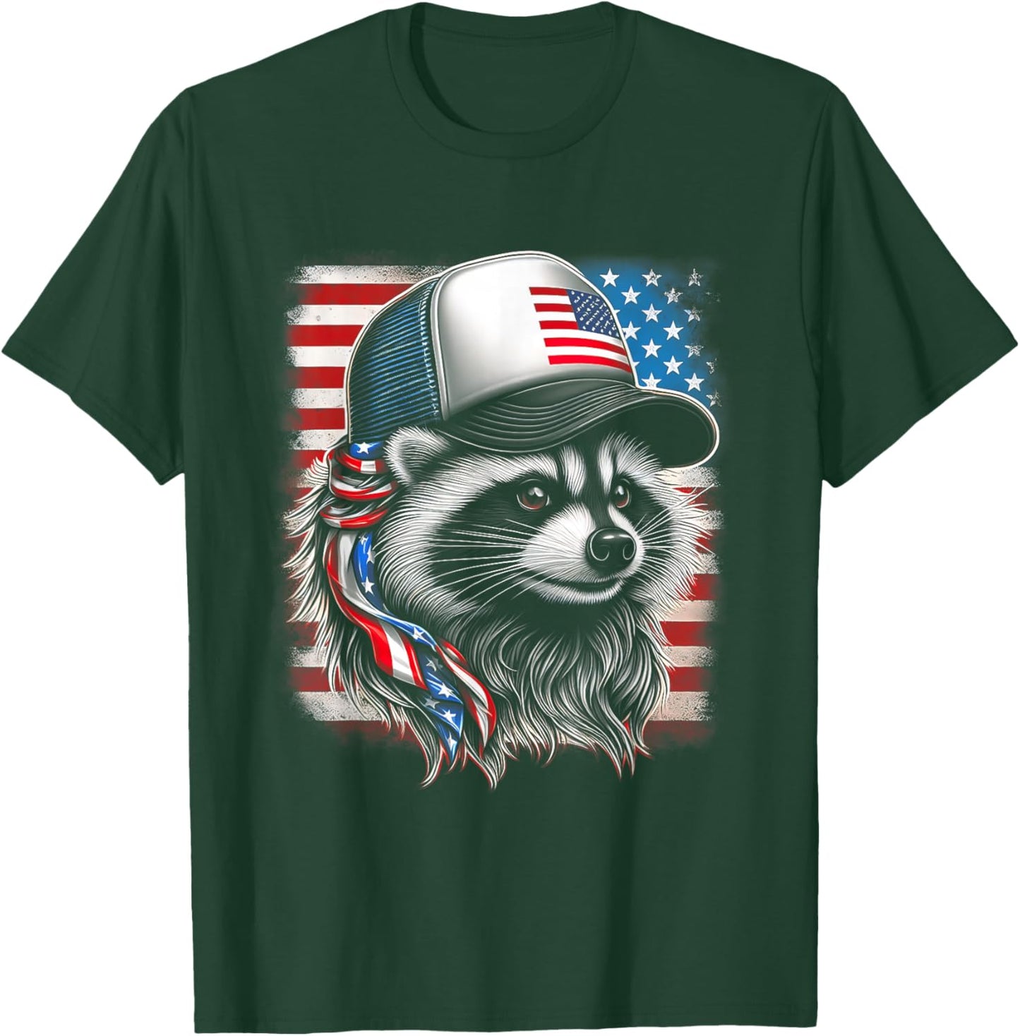 Redneck Raccoon Mullet White Trash Party Attire 4th July T-Shirt - T-Shirt | Forest
