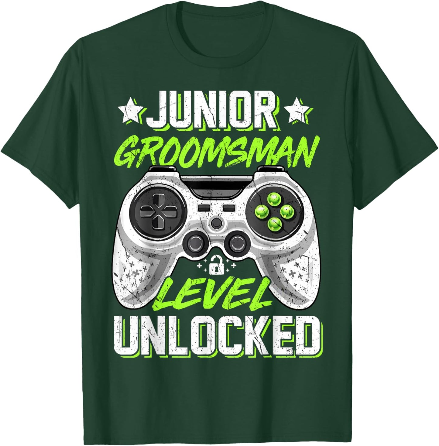 Gamer Junior Groomsman Level Unlocked Video Gaming Wedding T-Shirt - T-Shirt | Forest