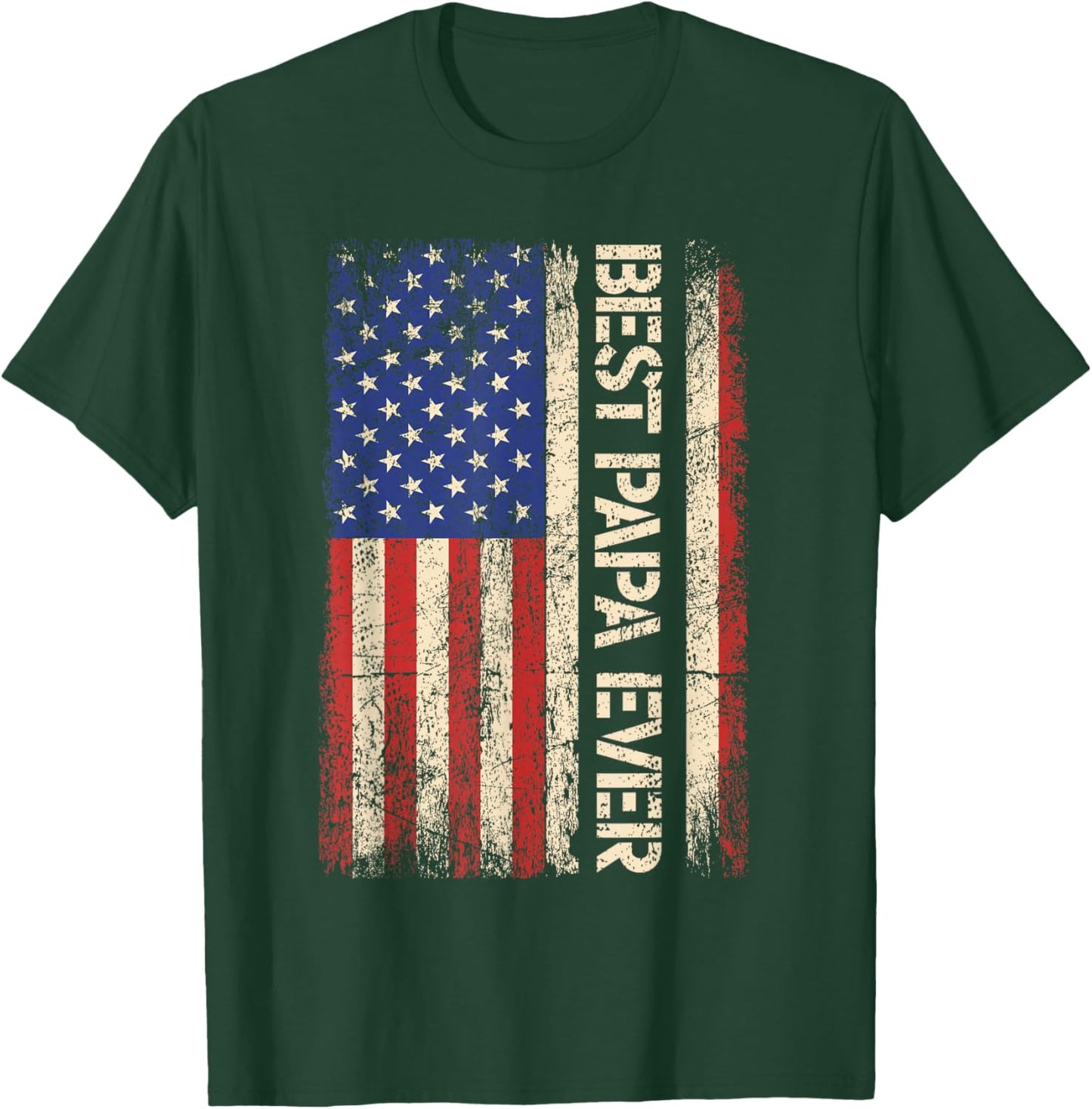 Best Papa Ever US American Flag Gifts For Father's Day Men T-Shirt - T-Shirt | Forest