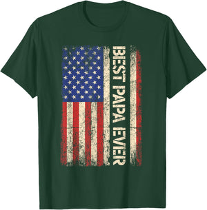 Best Papa Ever US American Flag Gifts For Father's Day Men T-Shirt - T-Shirt | Forest