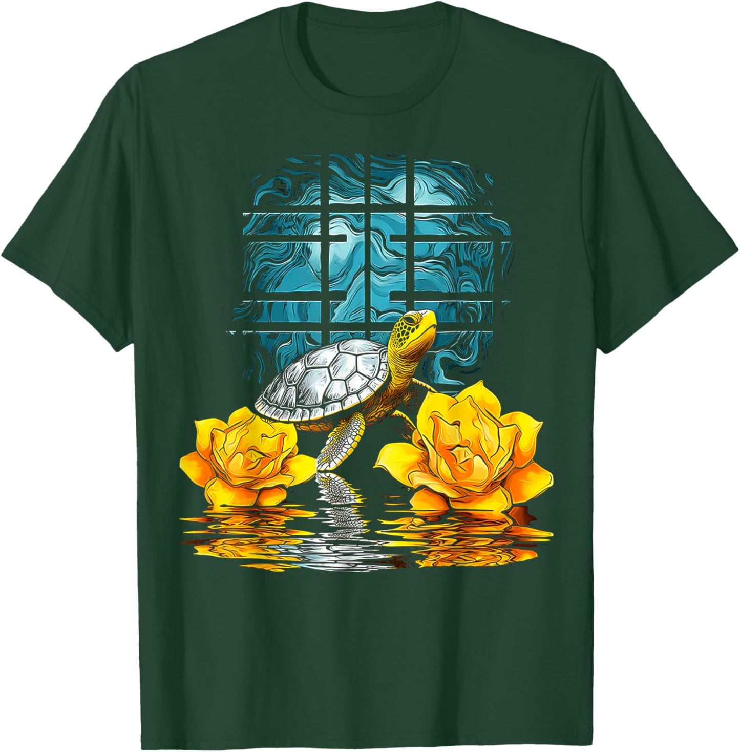 Turtle Flowers Animal Art Geometric Artwork Turtle T-Shirt - T-Shirt | Forest