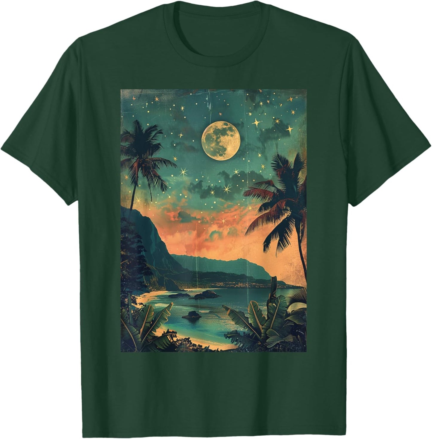Vintage Hawaii Travel Kauai Beach Nature Scenery Men Women Kids T-Shirt - T-Shirt | Forest