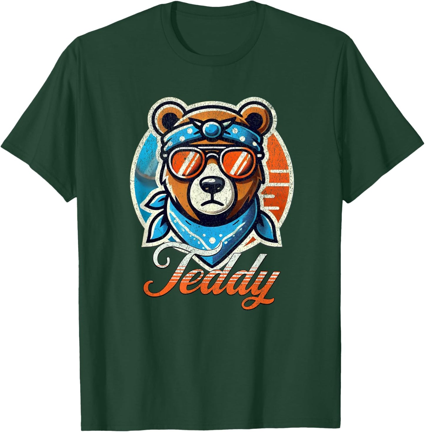 Teddy First Name T With Glasses Personalized Vintage T-Shirt - T-Shirt | Forest
