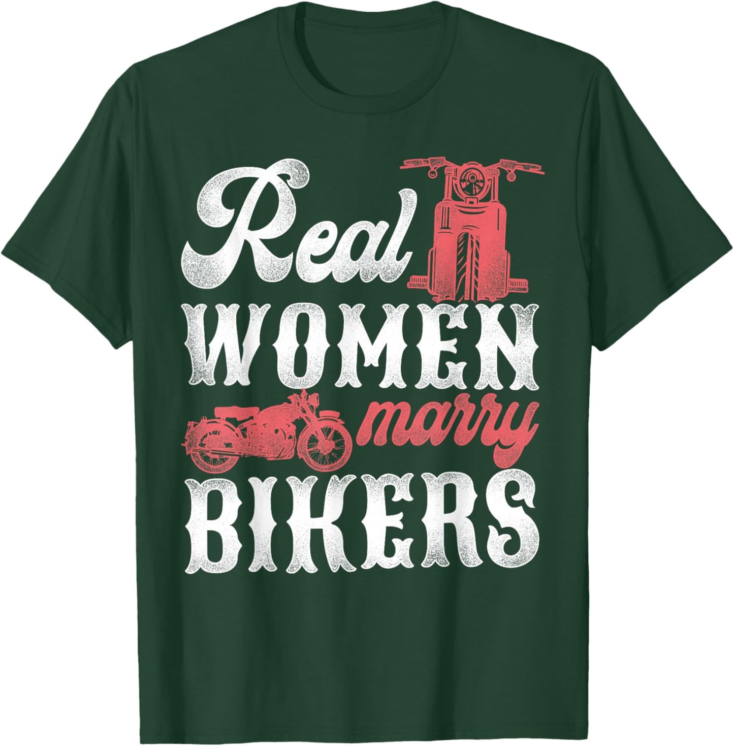 Classic Motorcycle Biker Husband Wife Wedding Marriage Real T-Shirt - T-Shirt | Forest