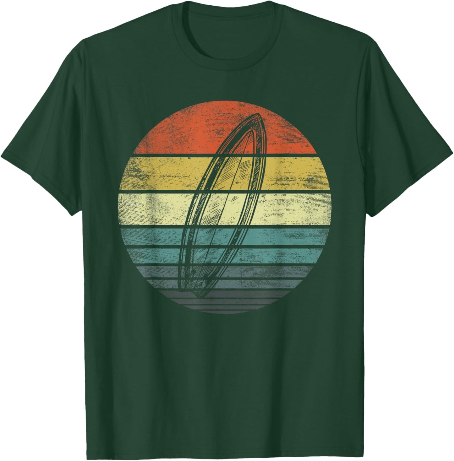 Surfer Gifts Retro Sunset Surfboard Silhouette Surfing Gifts T-Shirt - T-Shirt | Forest