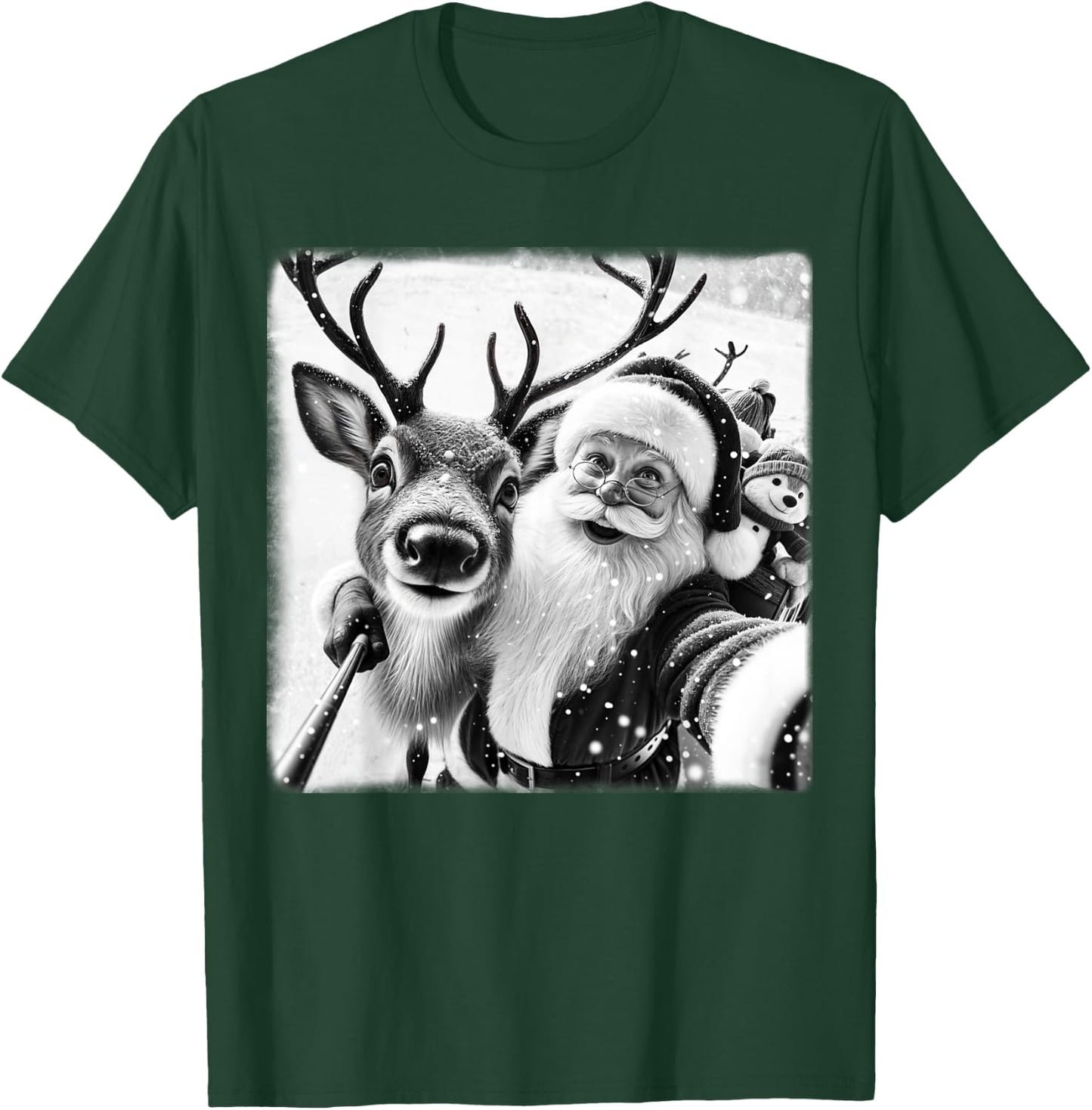 Funny Reindeer Selfie Christmas Santa Claus Xmas Cute Santa T-Shirt - T-Shirt | Forest