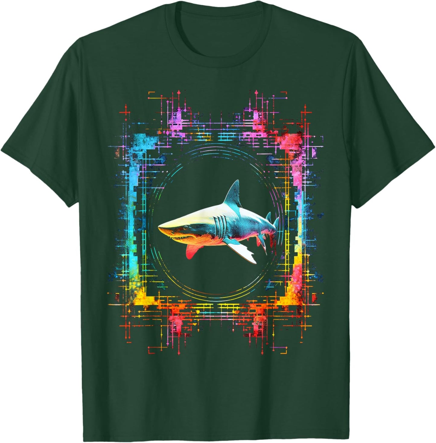 Shark Mandala Abstract Animal Art Colorful Graphic Shark T-Shirt - T-Shirt | Forest