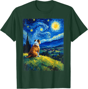 Bulldog Van Gogh Starry Night T-Shirt - T-Shirt | Forest