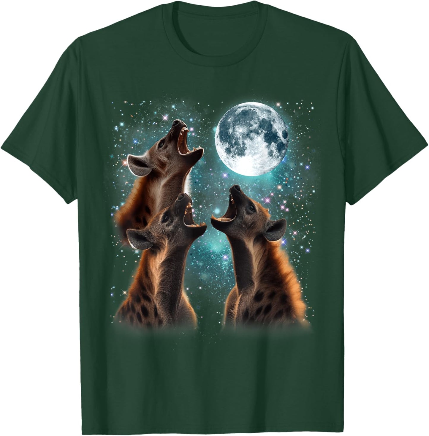 3 Hyena Moon Howling Hyena Head Funny , Women, Kid T-Shirt - T-Shirt | Forest