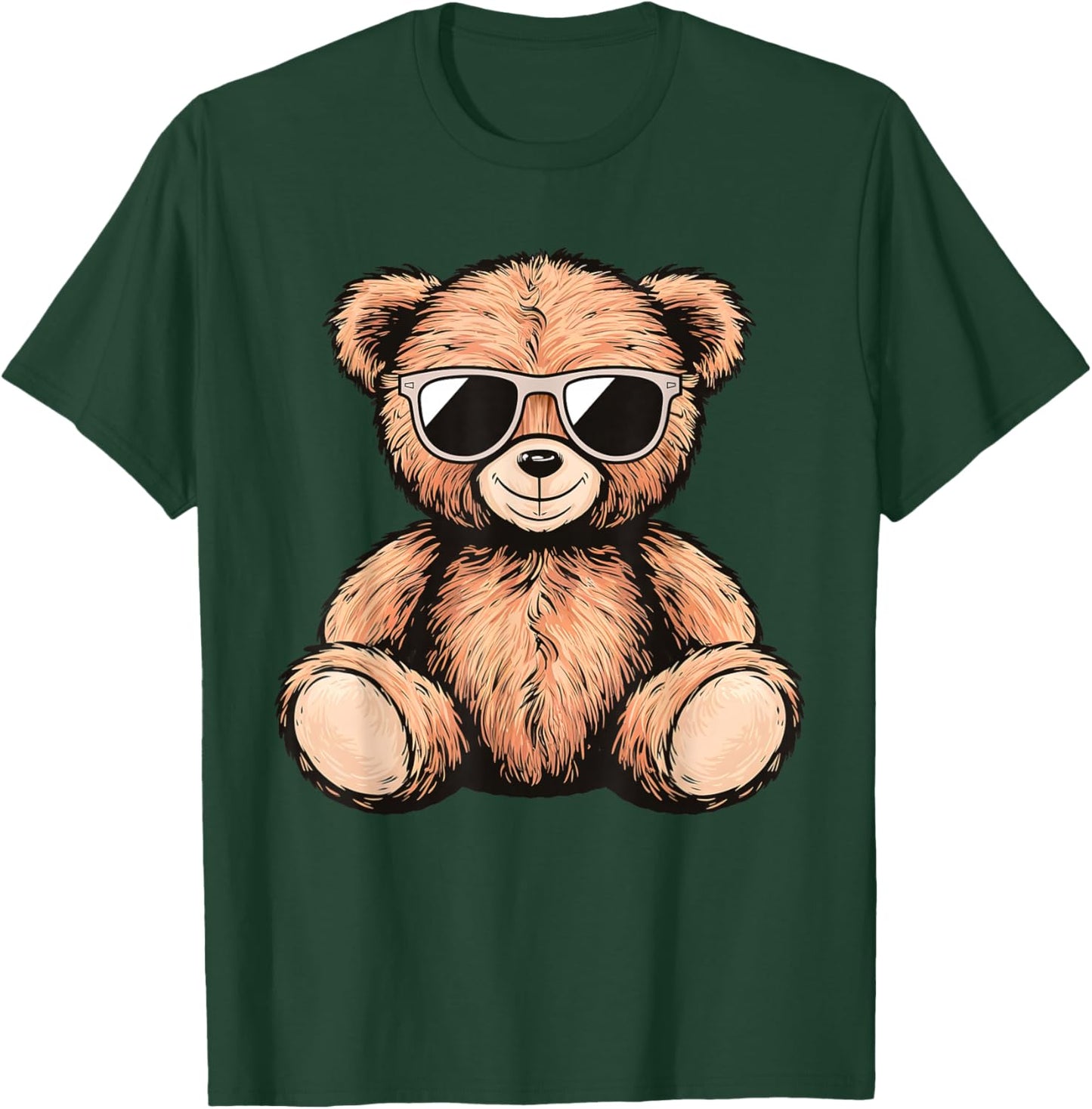Cool Teddy Bear Men Women Kids Casual Cute Funny Graphic T-Shirt - T-Shirt | Forest