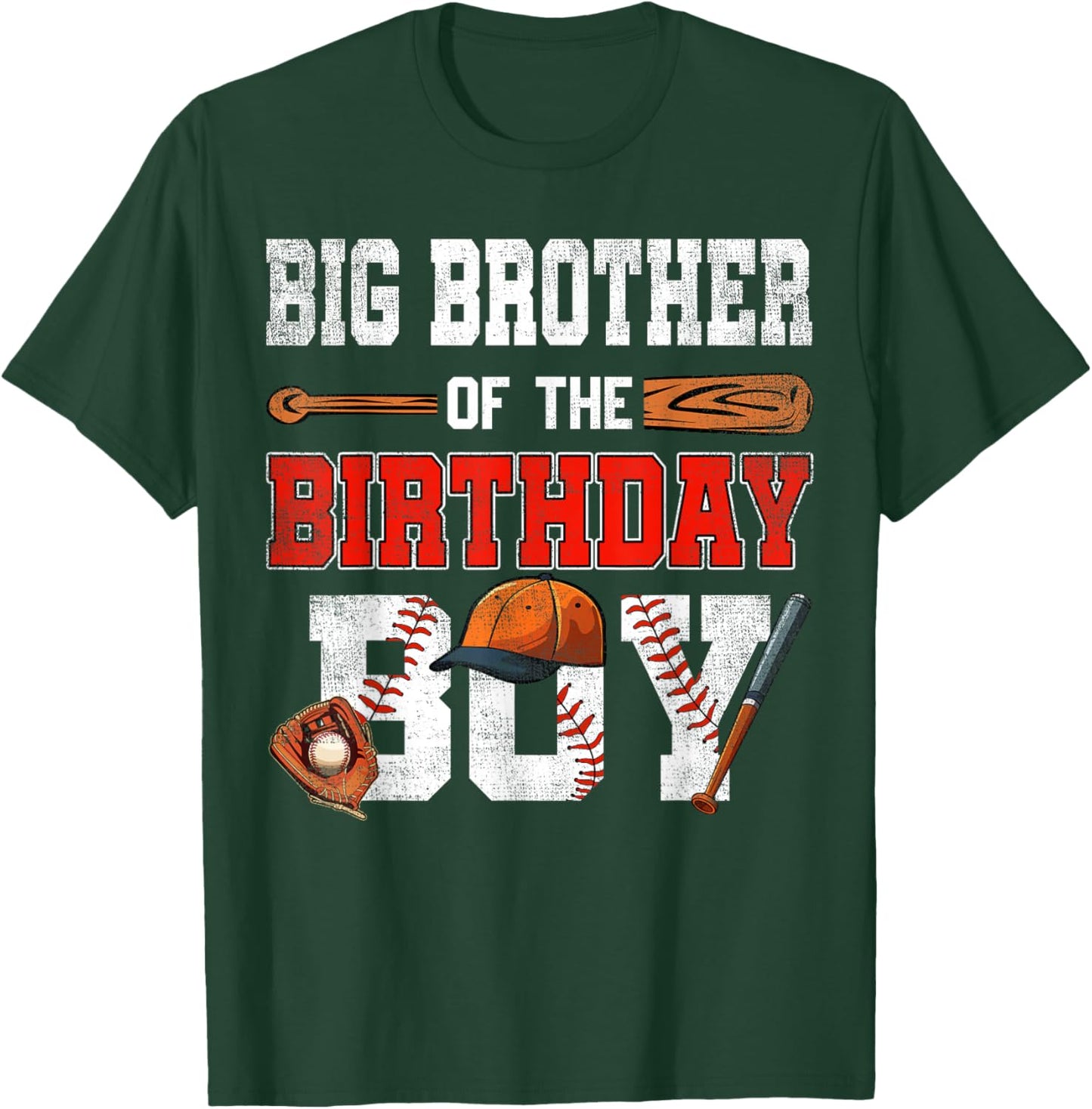 Big Brother Of The Birthday Boy Baseball Bday Family T-Shirt - T-Shirt | Forest