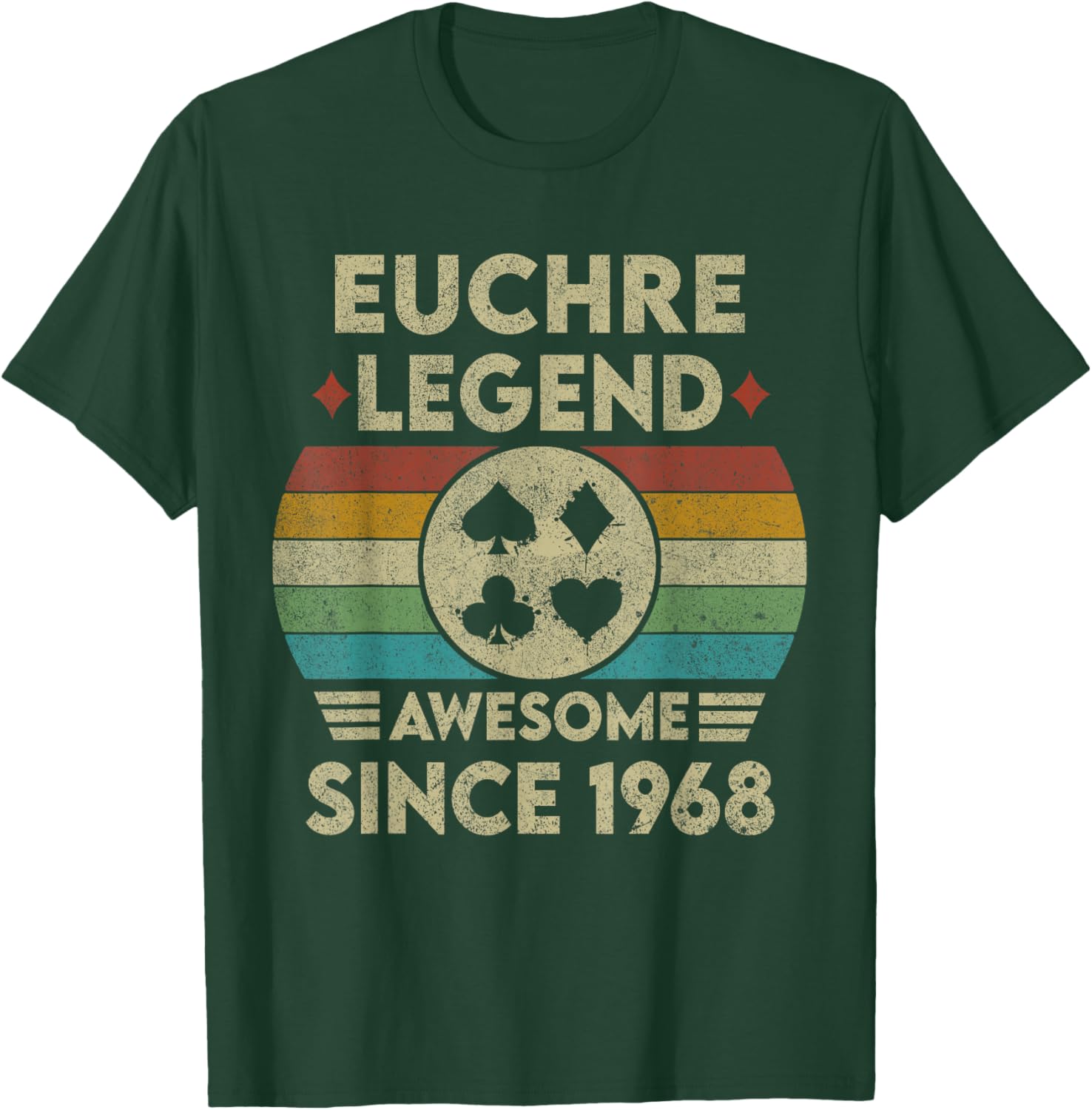 Euchre Legend 55 Years Old Awesome Since 1968 Euchre T-Shirt - T-Shirt | Forest