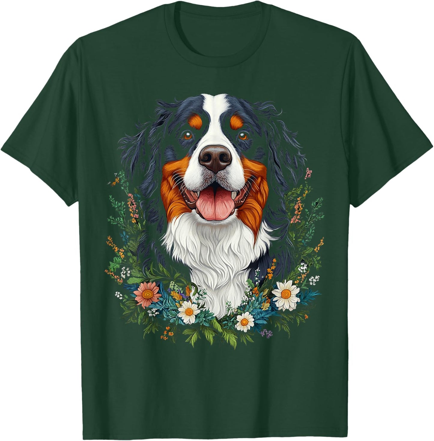 Bernese Mountain Dog Motif Pet Mandala Bernese Mountain T-Shirt - T-Shirt | Forest