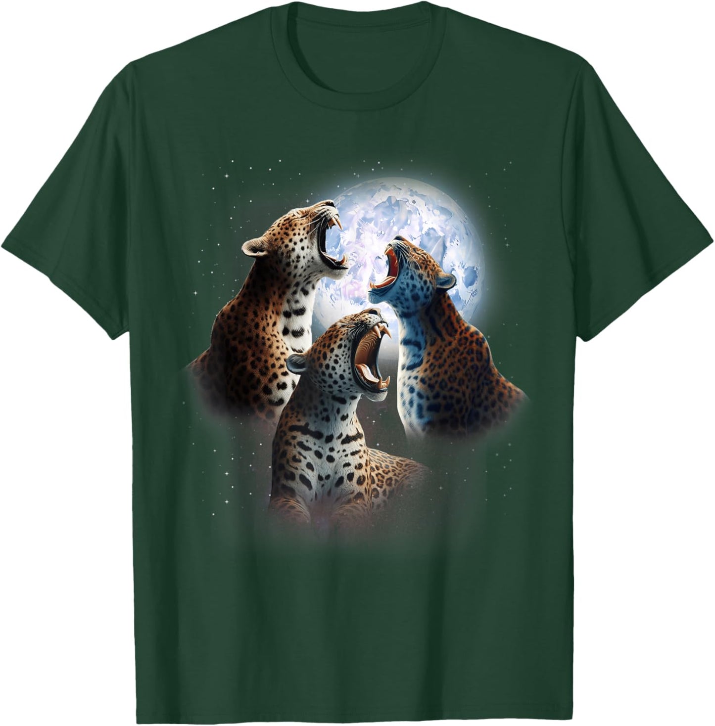 3 Leopards Howling At The Moon Funny Leopard Animal Wild Cat Men Women Kids T-Shirt - T-Shirt | Forest