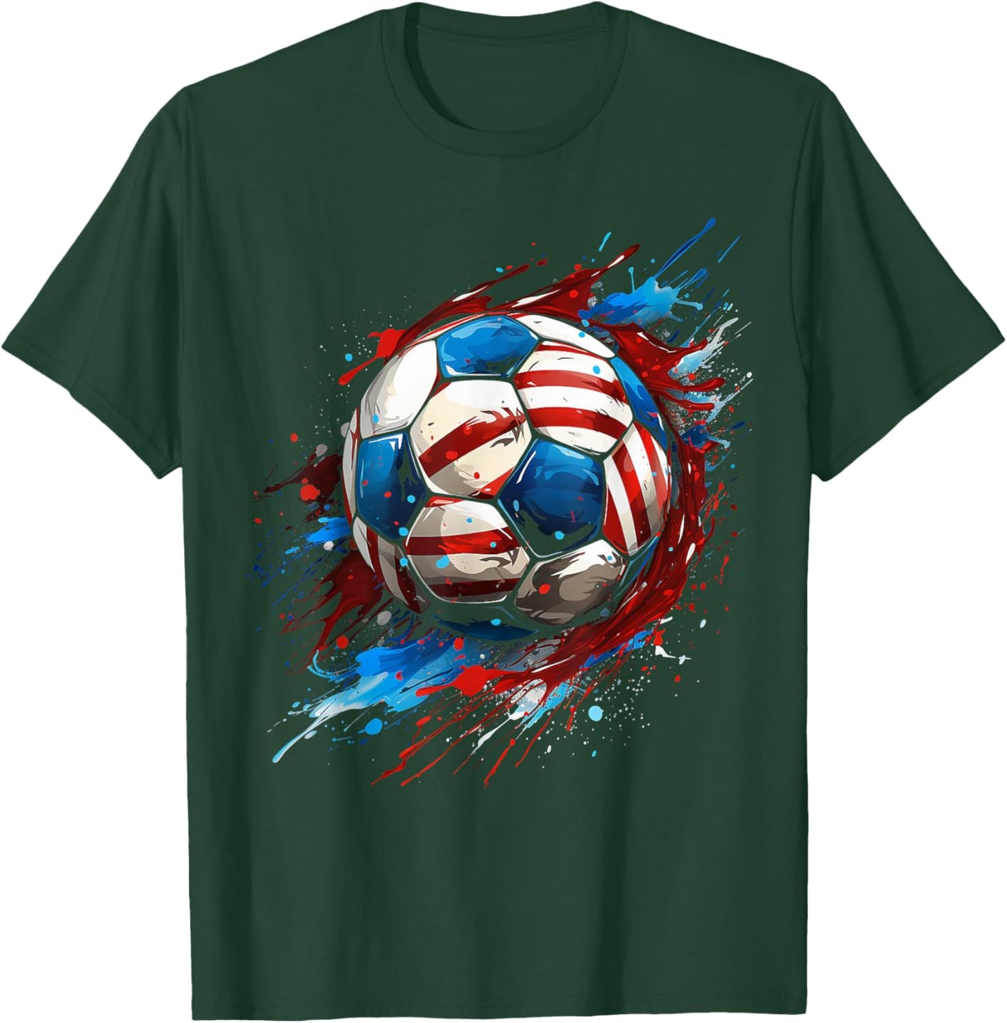 Soccer Football USA Flag Soccer Gift T-Shirt - T-Shirt | Forest