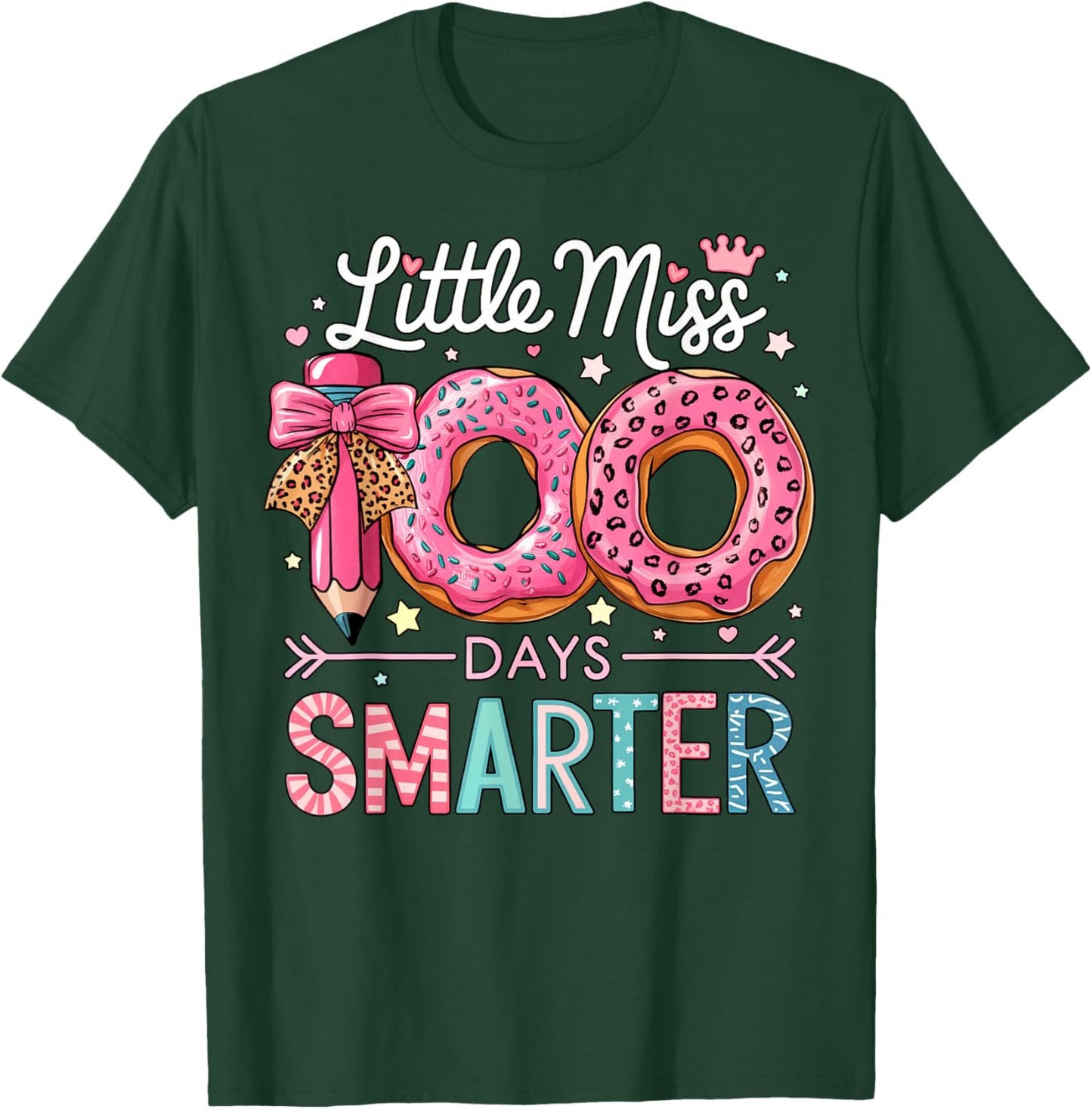 Little Miss 100 Days Smarter Kids Girls 100th Day of School T-Shirt - T-Shirt | Forest
