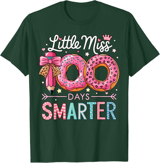 Little Miss 100 Days Smarter Kids Girls 100th Day of School T-Shirt - T-Shirt | Forest