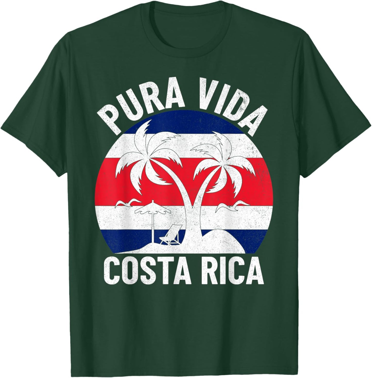 Vintage Costa Rica Flag Pura Vida Beach Summer Vacation T-Shirt - T-Shirt | Forest
