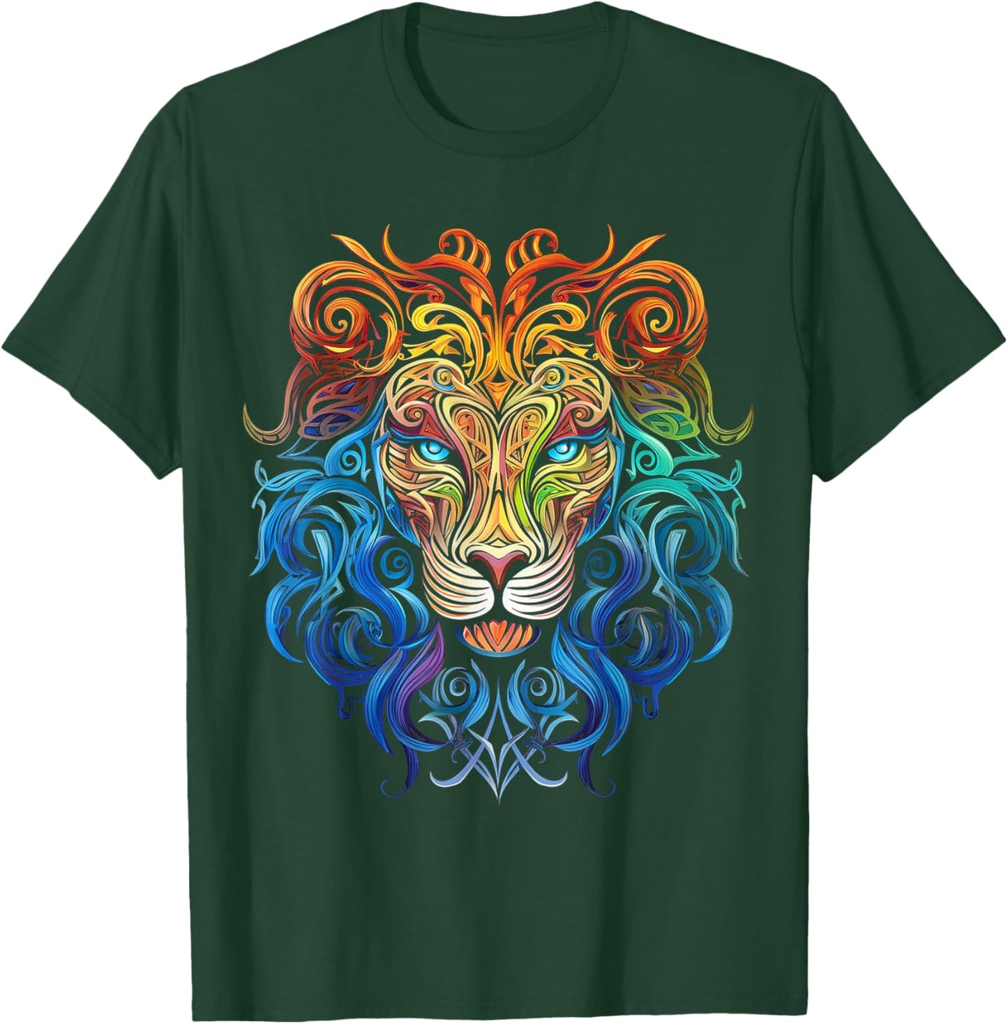 Lion Mandala Art Animal Love Colorful Graphic Lion T-Shirt - T-Shirt | Forest