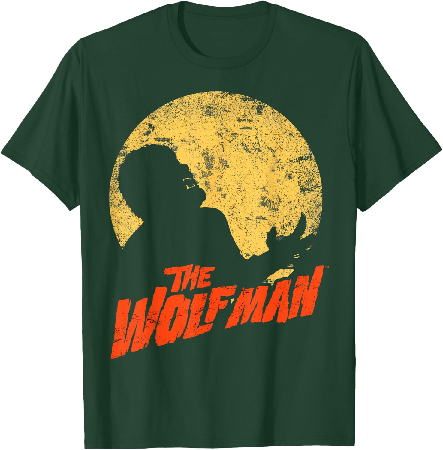 Universal Monsters The Wolf Man Moonlit Silhouette T-Shirt - T-Shirt | Forest