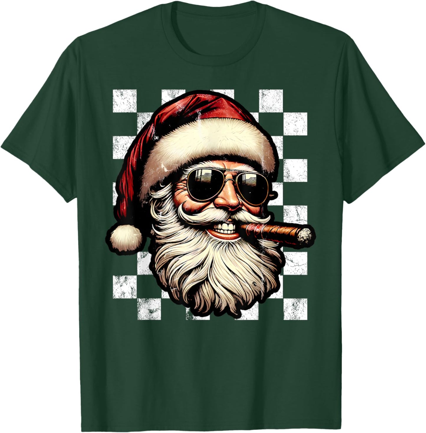 Santa Claus Is Smoking Cigar With Sunglass Smoker Christmas T-Shirt - T-Shirt | Forest