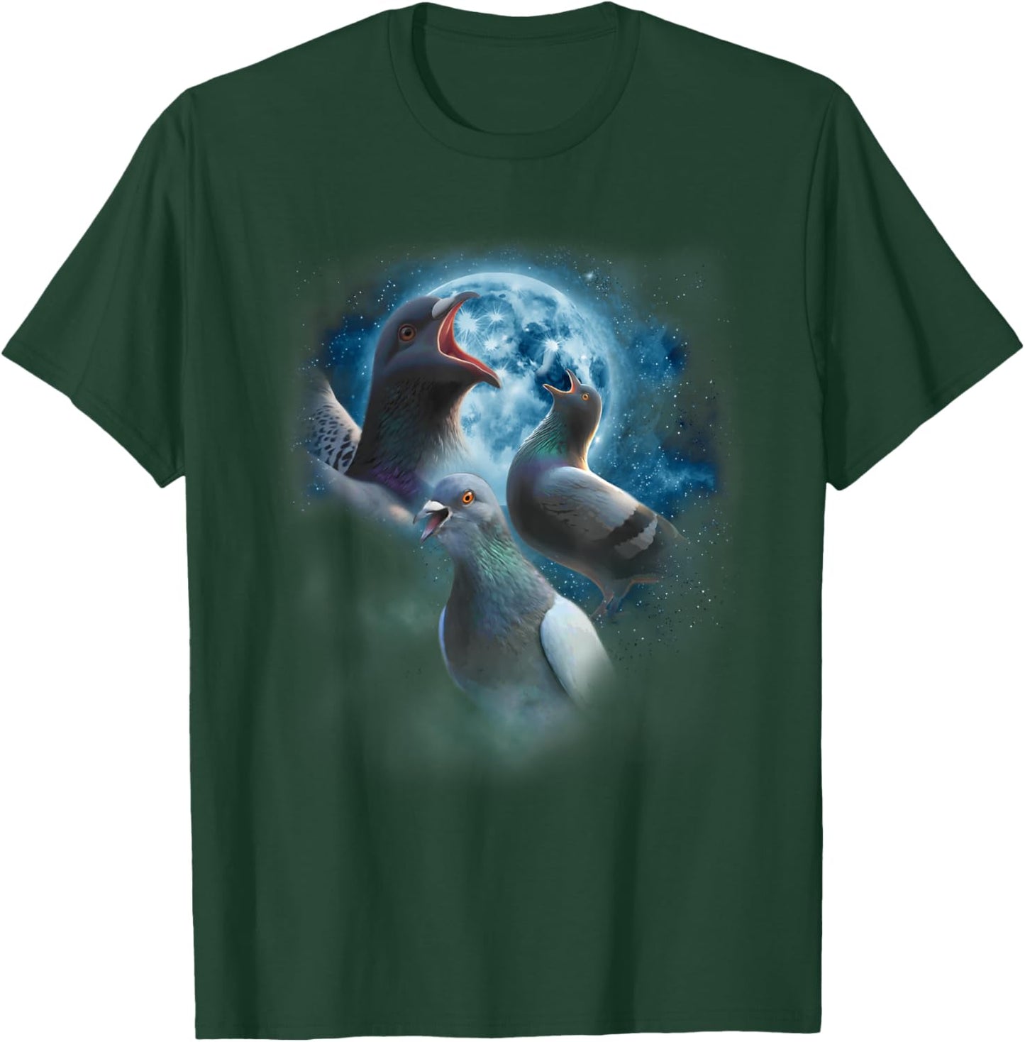 Funny Pigeon Shirt - Funny Pigeons Howling at the Moon T-Shirt - T-Shirt | Forest