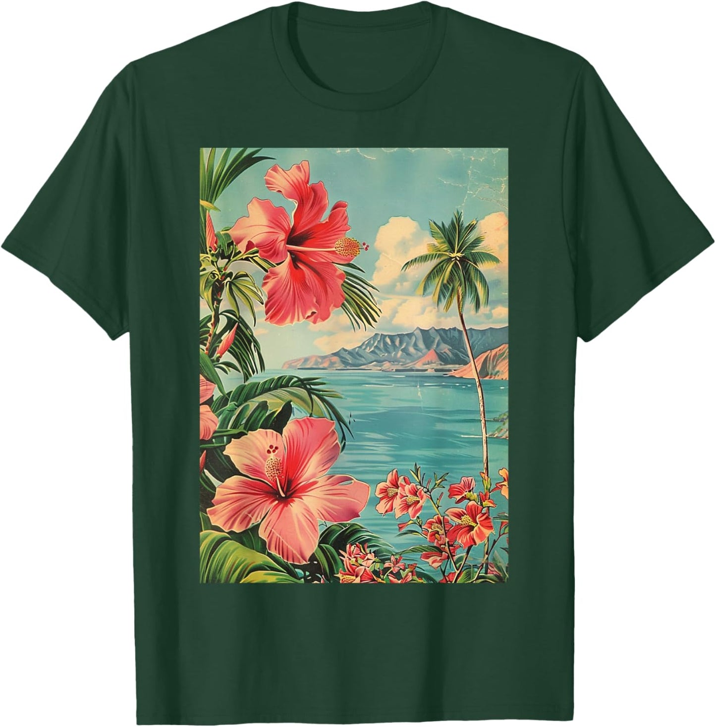 Vintage Hawaiian Beach Aesthetic Art T-Shirt - T-Shirt | Forest