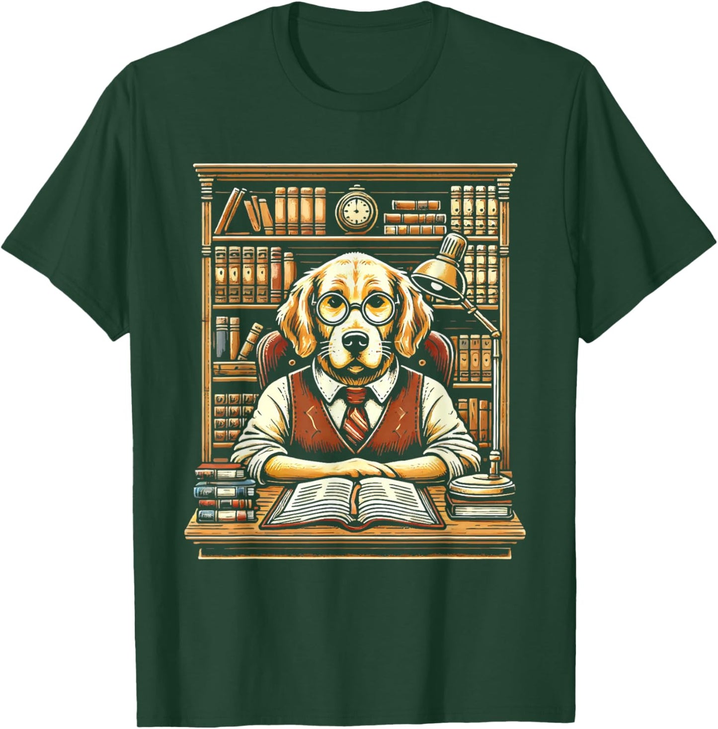 Dog Librarian Library Book Reading Books Bibliophile T-Shirt - T-Shirt | Forest