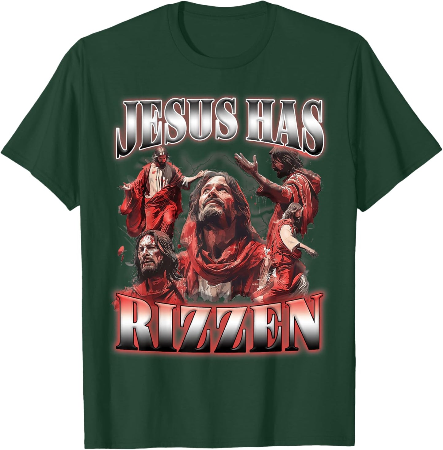 Jesus Has Rizzen Christian Faith Spiritual Humor Matching T-Shirt - T-Shirt | Forest