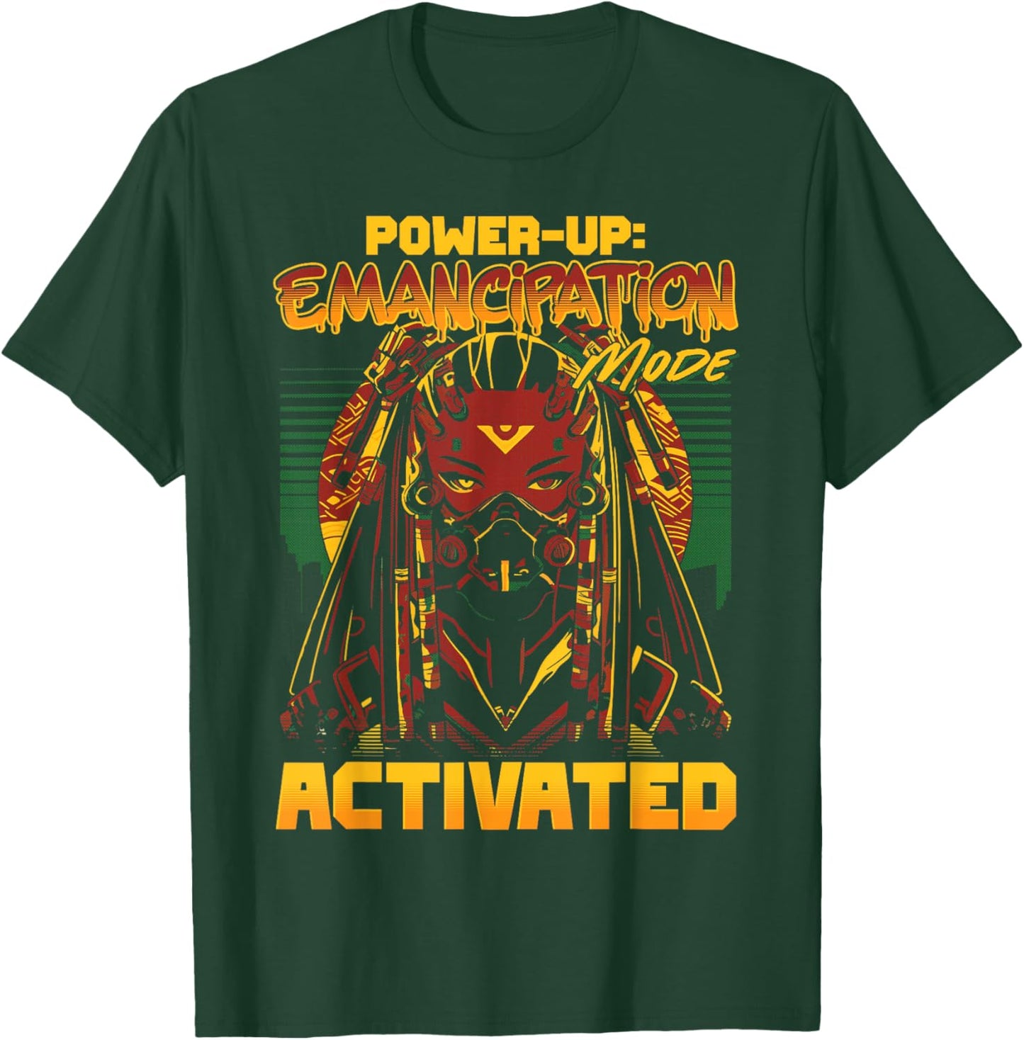 Power-Up: Emancipation Activated Black Girl Gamer Juneteenth T-Shirt - T-Shirt | Forest