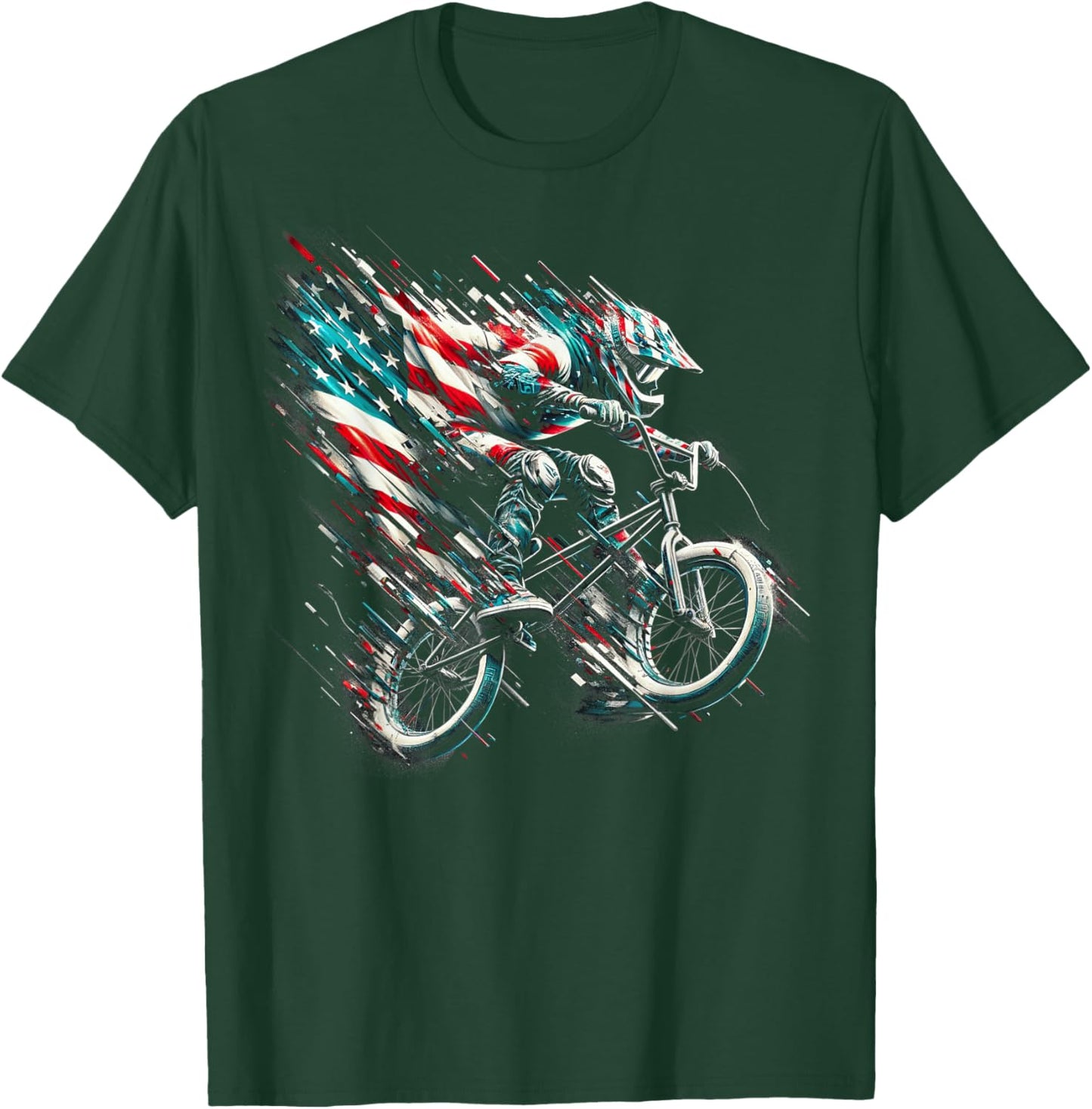 BMX American Flag USA - BMX Vintage Distressed BMX T-Shirt - T-Shirt | Forest