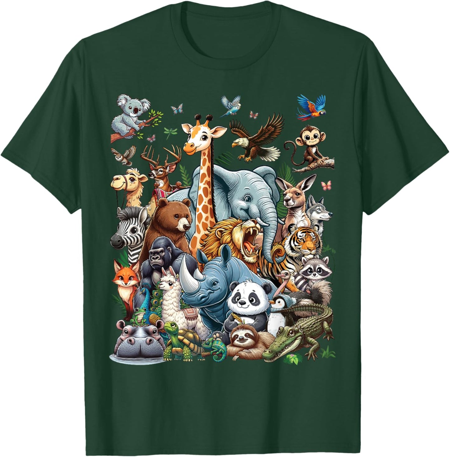 Zoo Animals Wildlife Safari Jungle Zoo Birthday Party T-Shirt - T-Shirt | Forest