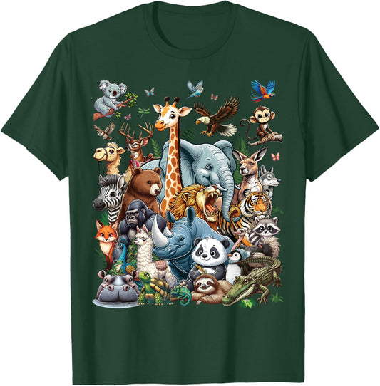 Zoo Animals Wildlife Safari Jungle Zoo Birthday Party T-Shirt - T-Shirt | Forest