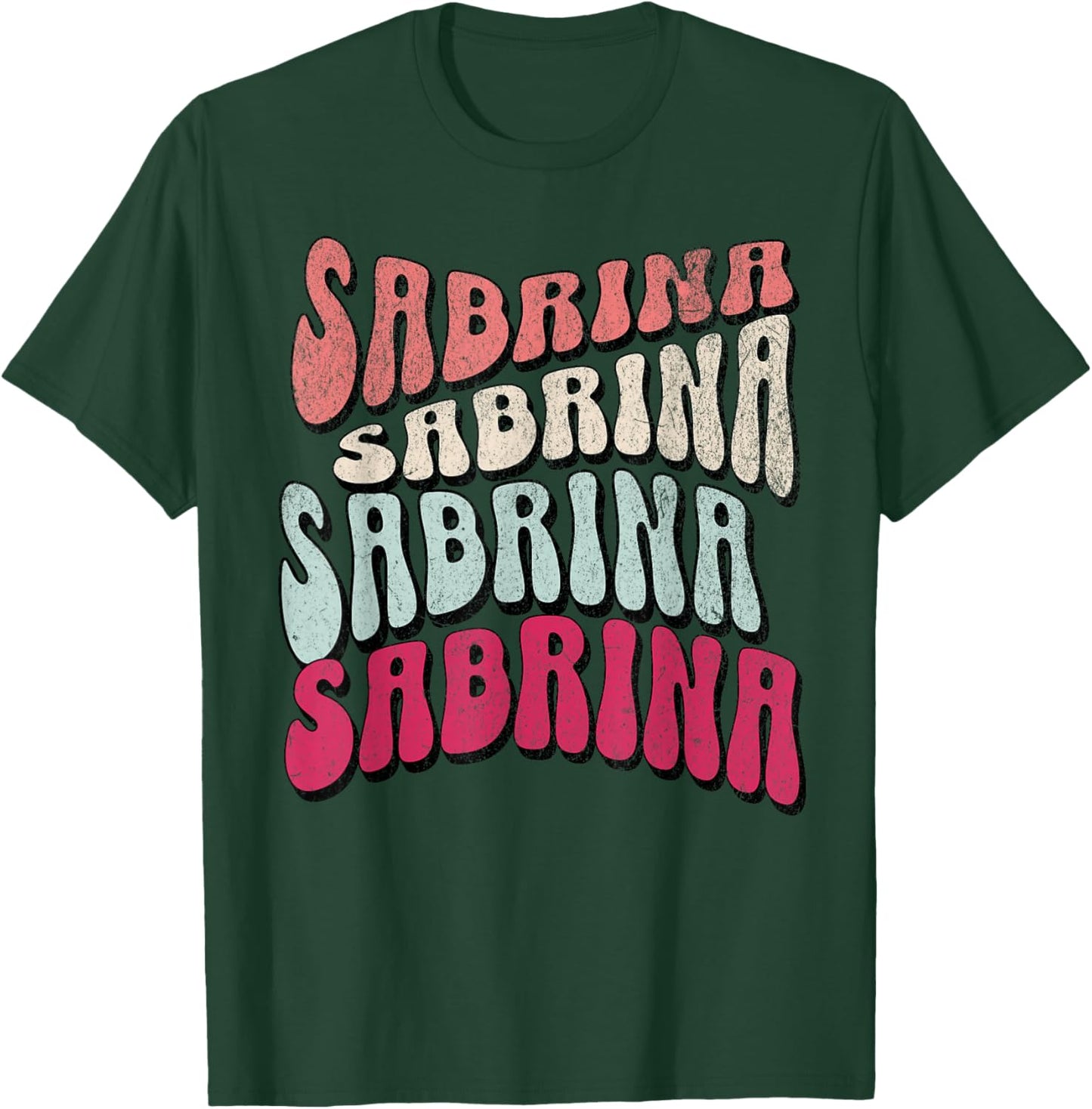 Girl Retro Sabrina First Name Groovy Beach T T-Shirt - T-Shirt | Forest