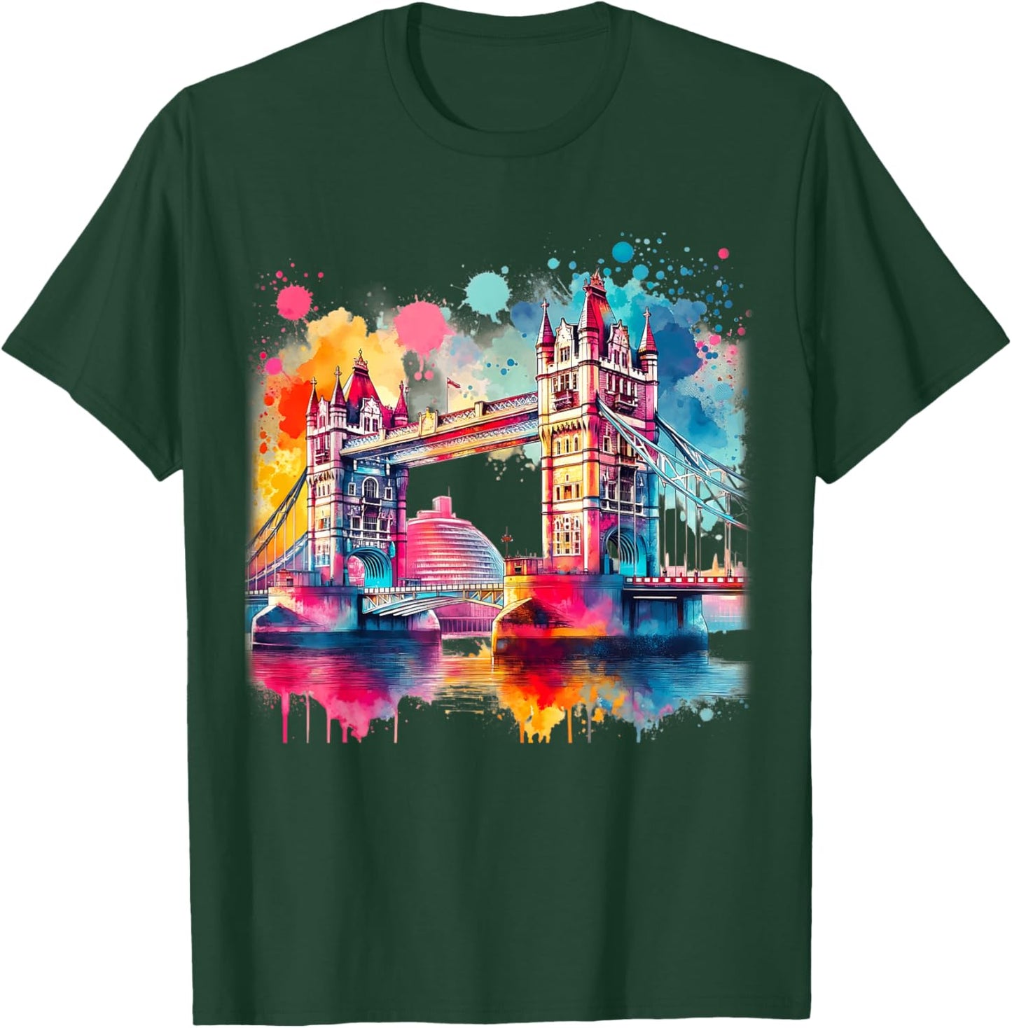 Tower Bridge London Aquarelle colorée London Tower Bridge T-Shirt - T-Shirt | Forest