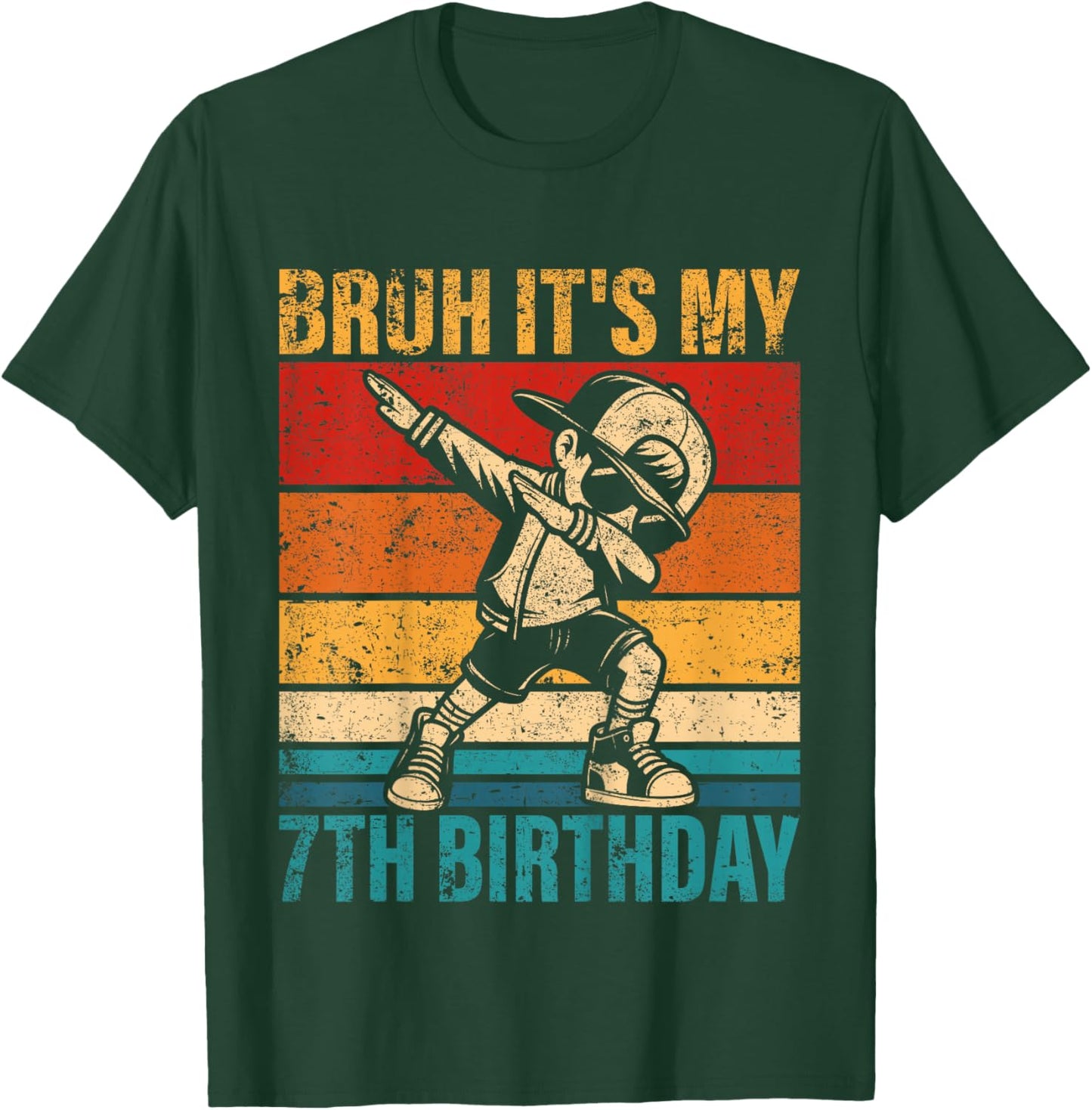 Kids 7 Year Old Birthday Dabbing Boy Bruh It's My 7th Birthday T-Shirt - T-Shirt | Forest