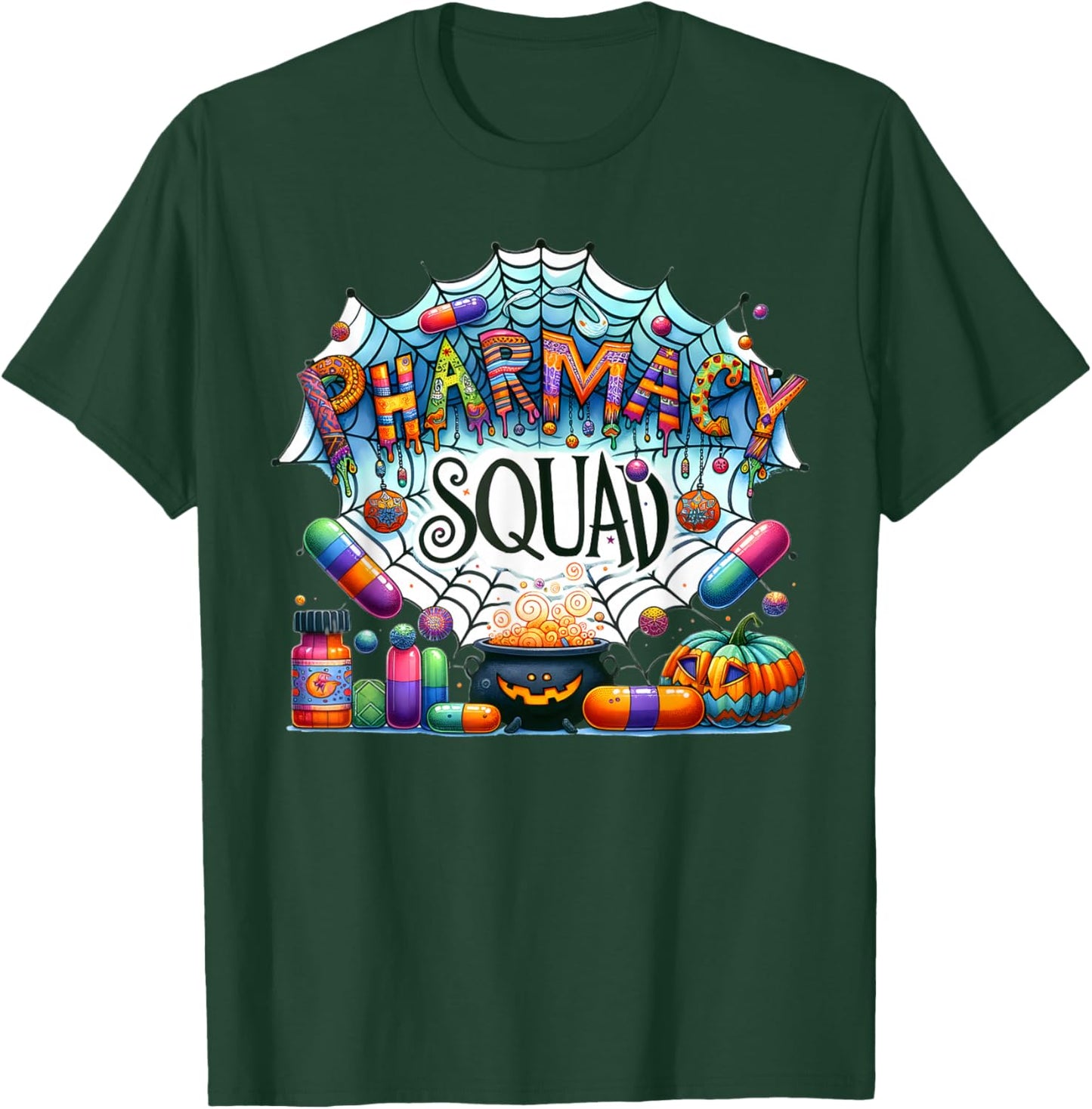 Funny Pharmacy Squad Technician Pumpkin Halloween T-Shirt - T-Shirt | Forest