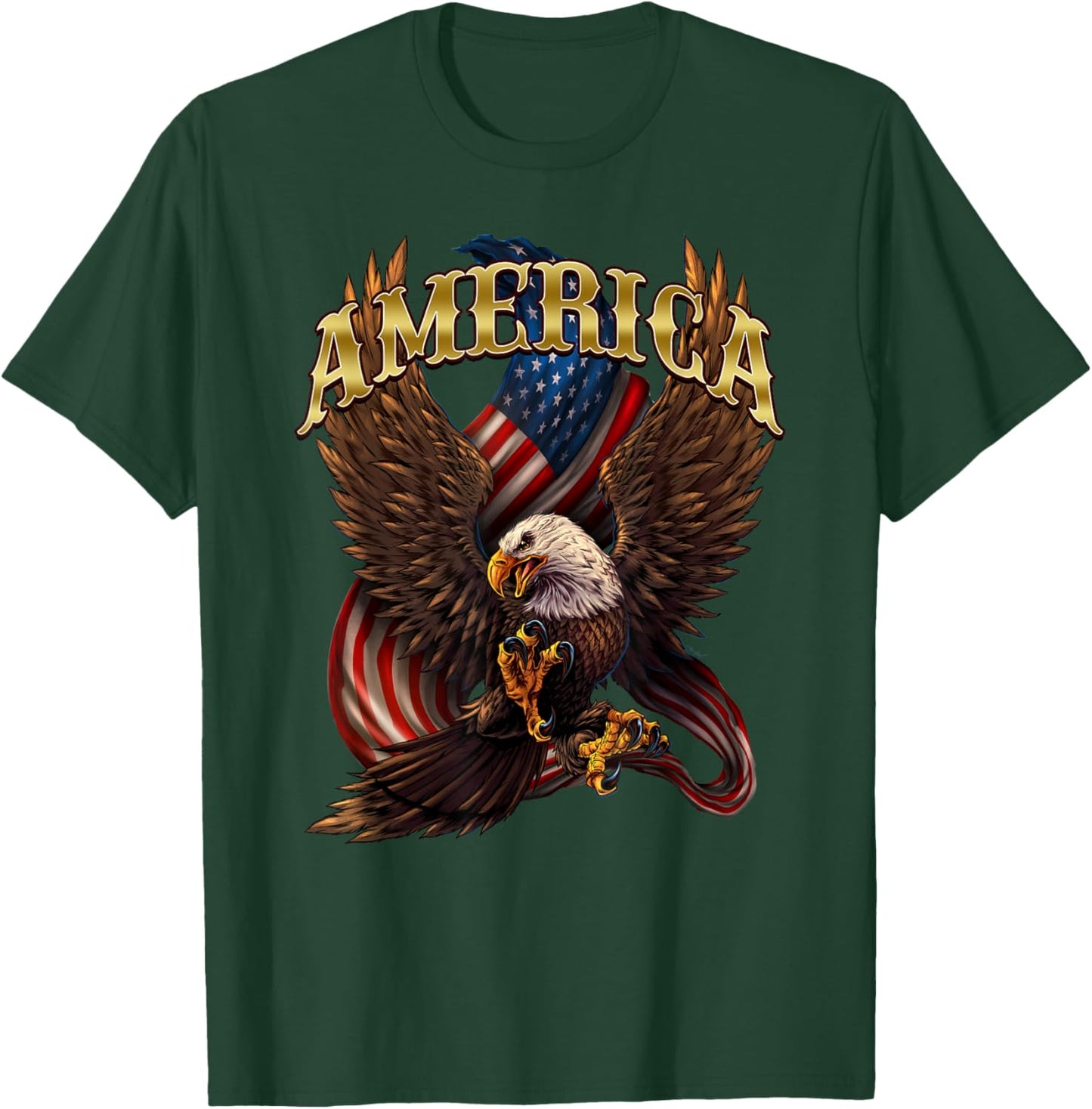 Patriotic America Design With Eagle And American Flag T-Shirt - T-Shirt | Forest