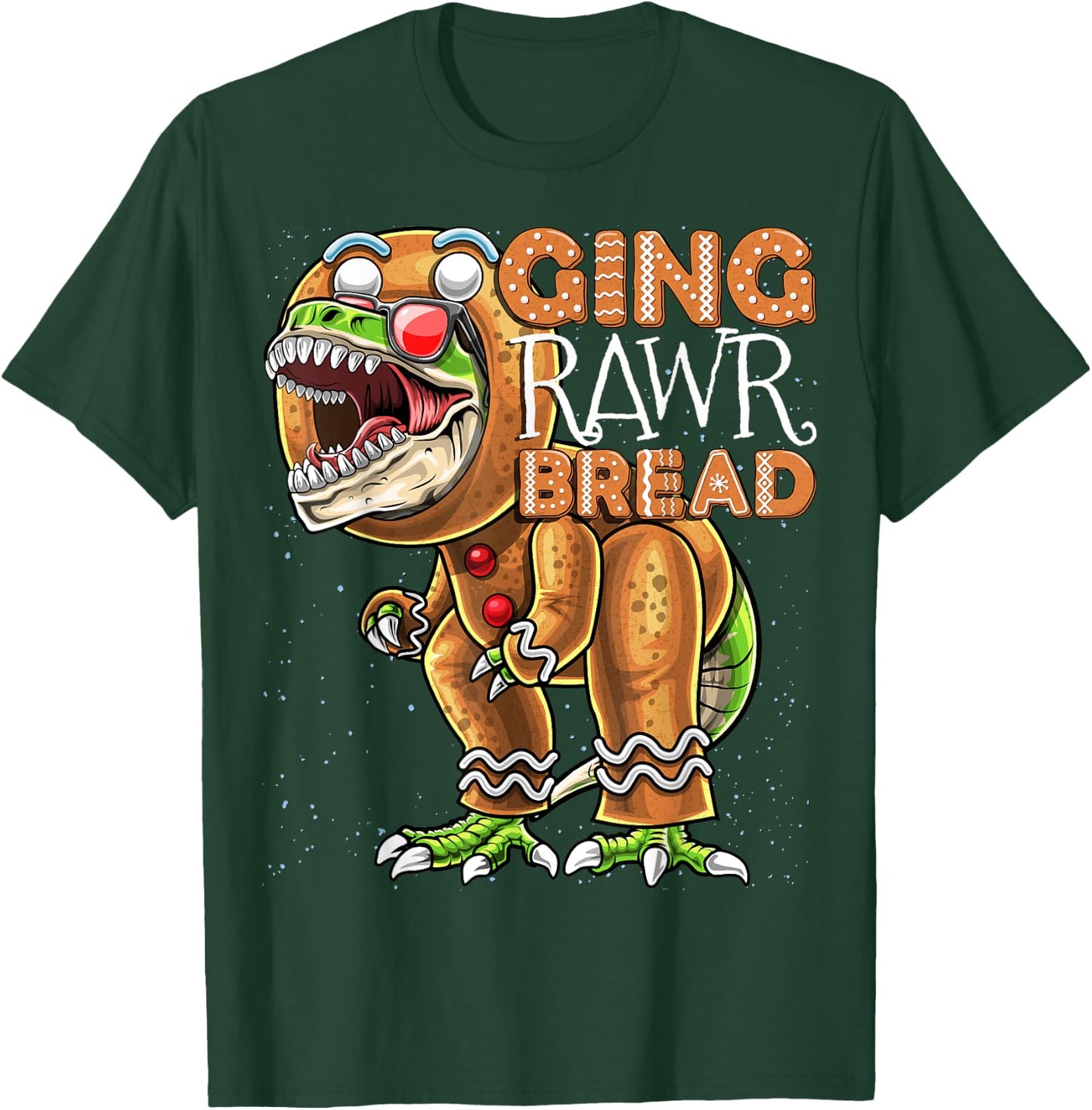 Gingerbread Man Costume Dinosaur Christmas Cookie Gift Kids T-Shirt - T-Shirt | Forest