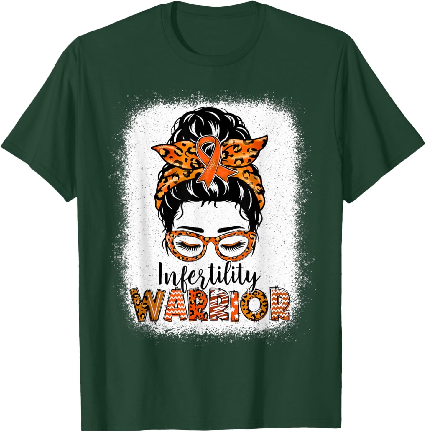 Infertility Warrior Awareness Messy Bun Orange Ribbon T-Shirt - T-Shirt | Forest