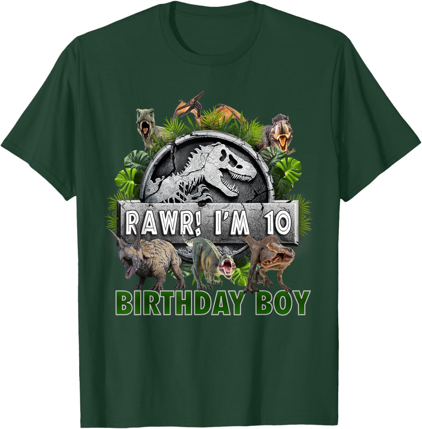 Kids 10 Year Old Shirt 10th Birthday Boy T Rex Dinosaur T-Shirt - T-Shirt | Forest