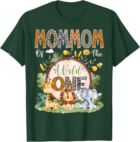 MomMom Of The Wild One 1St Bday Safari Jungle Animals T-Shirt - T-Shirt | Forest