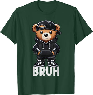 Funny Bruh Meme Hip Hop Teddy Bear Teenager Boys Teen Saying T-Shirt - T-Shirt | Forest